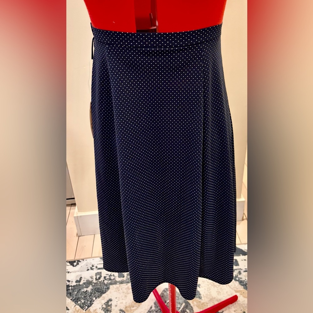 Uniqlo Navy A-Line Skirt with White Dots